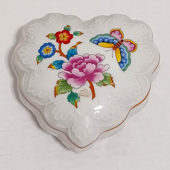 Vintage Estee Lauder Ceramic Heart with Flowers and Butterfly - Picture 1 of 6